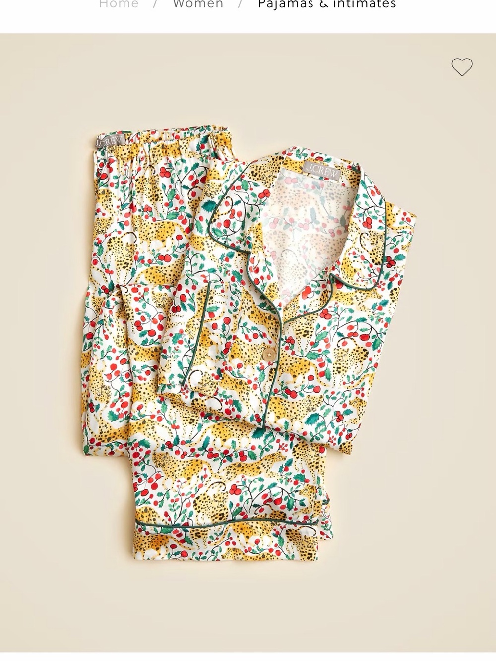 NWT JCrew Soft-shine pajama pant set in holiday jungle print - Sz Med